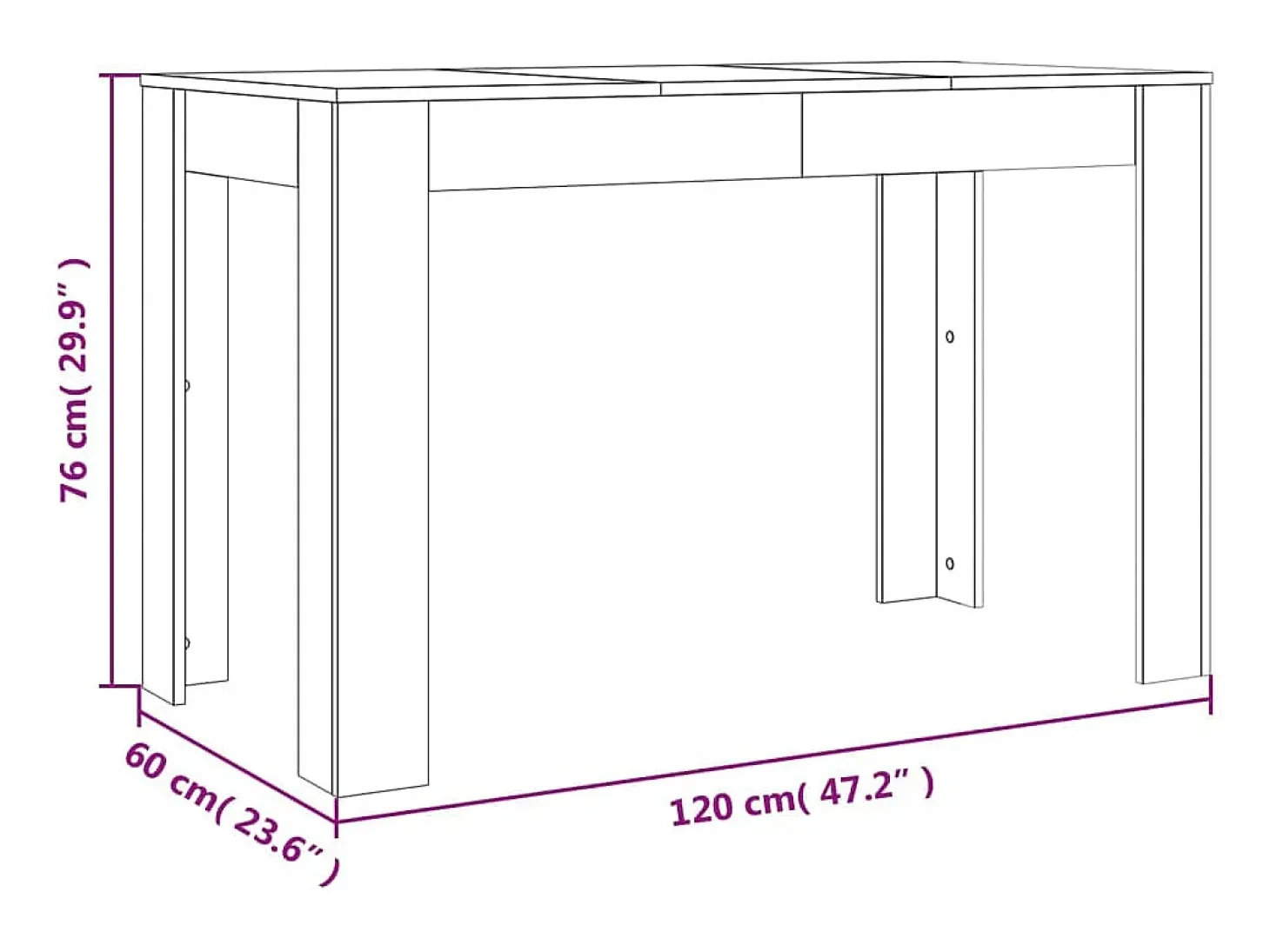 Mesa de comedor madera de ingeniería Sonoma gris 120x60x76 cm