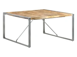 Mesa de comedor madera de mango rugosa 140x140x75 cm