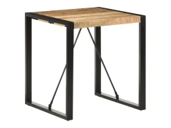 Mesa de comedor madera maciza de mango rugosa 70x70x75 cm