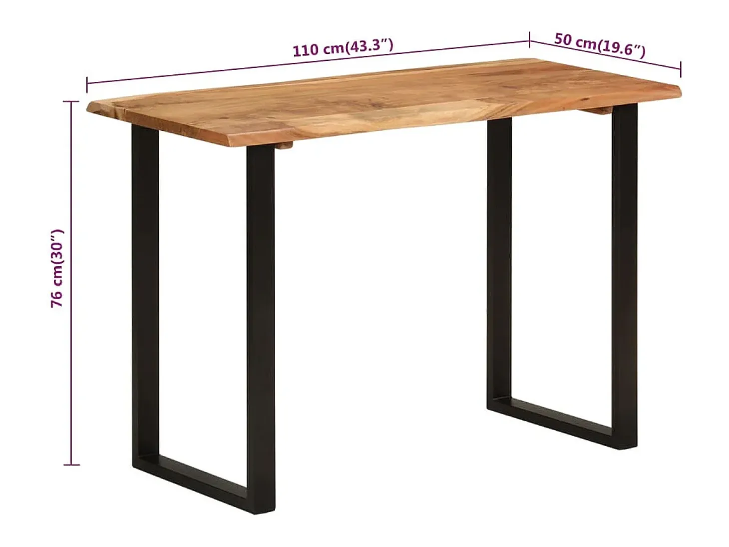 Mesa de comedor madera maciza de acacia 110x50x76 cm