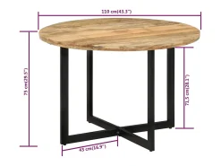 Mesa de comedor madera maciza de mango 110x75 cm
