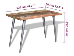 Mesa de comedor madera maciza reciclada 120x60x76 cm
