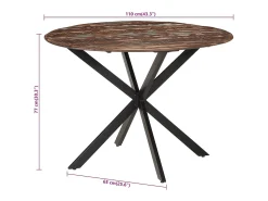 Mesa de comedor madera maciza reciclada y acero 110x78 cm