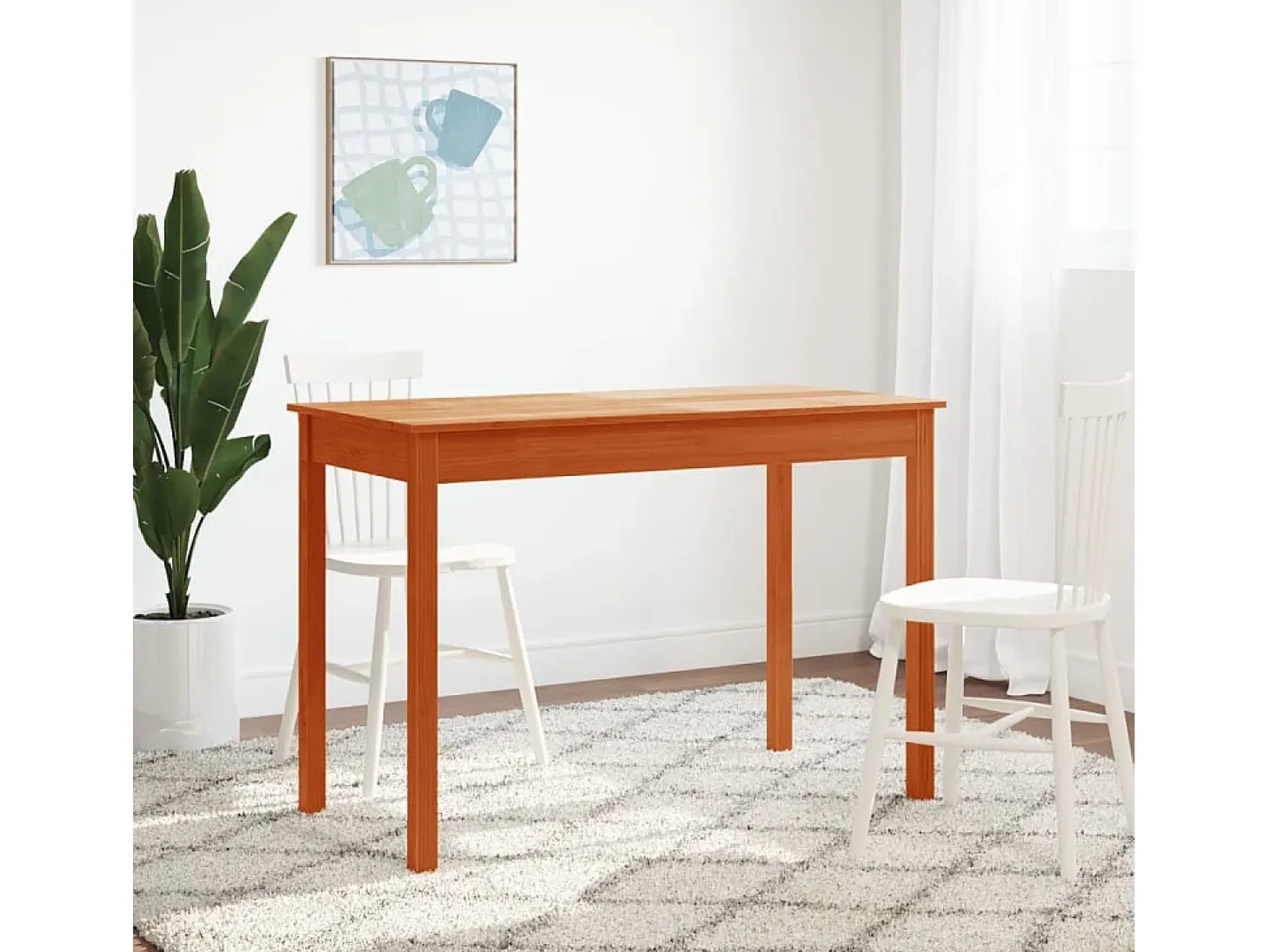 Mesa de comedor madera maciza de pino marrón cera 110x55x75 cm ES851509