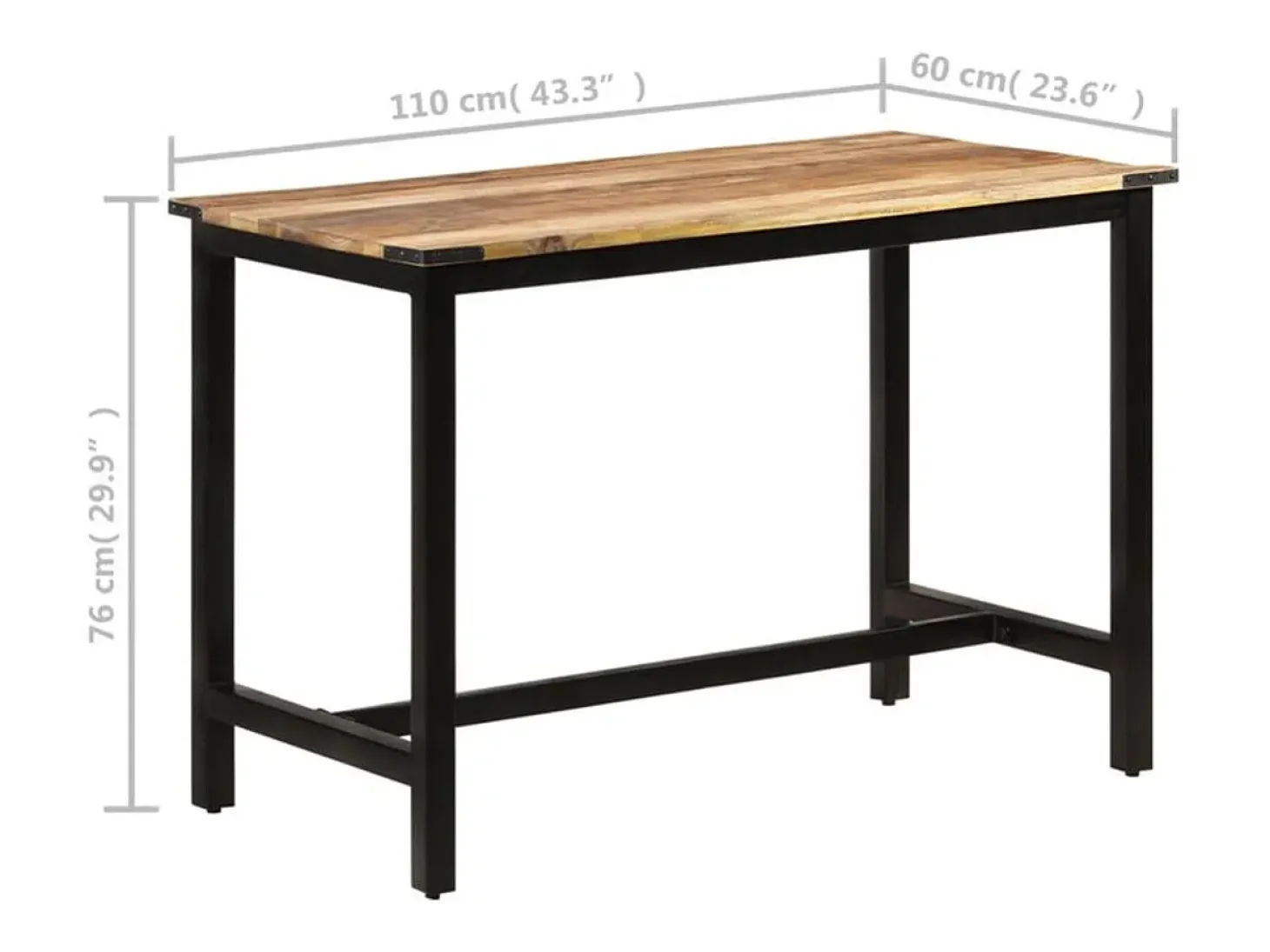 Mesa de comedor madera maciza de mango 110x60x76 cm