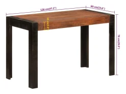 Mesa de comedor madera maciza de mango marrón miel 120x60x76 cm