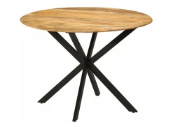 Mesa de comedor madera maciza de mango y acero 110x78 cm