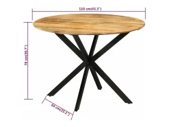 Mesa de comedor madera maciza de mango y acero 110x78 cm
