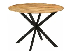 Mesa de comedor madera maciza de mango y acero 110x78 cm