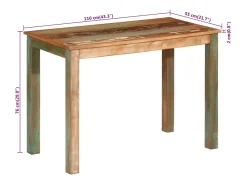 Mesa de comedor madera maciza reciclada 110x55x76 cm