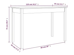 Mesa de comedor madera maciza de pino marrón cera 110x55x75 cm