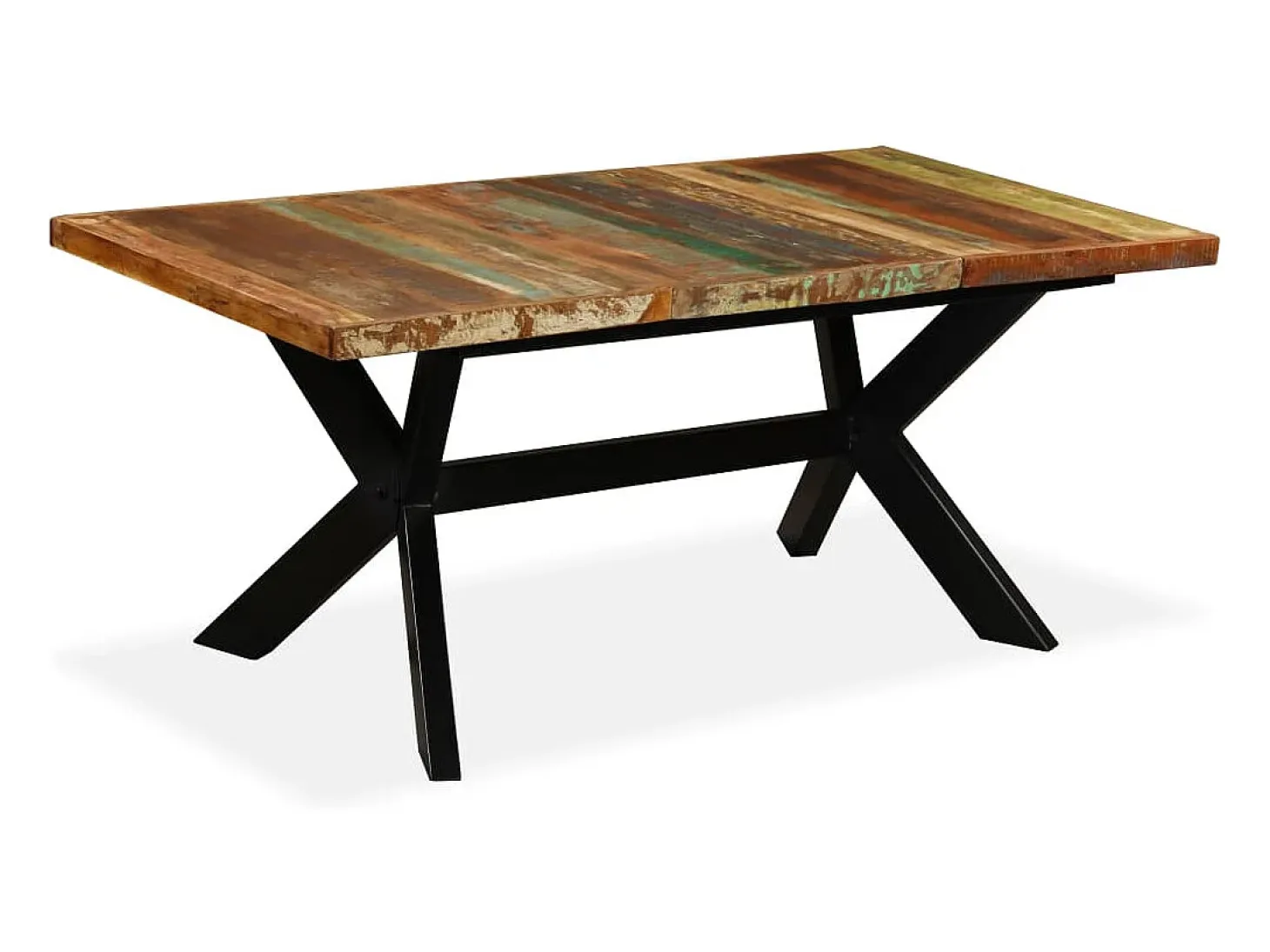 Mesa de comedor madera maciza reciclada y cruz de acero 180 cm