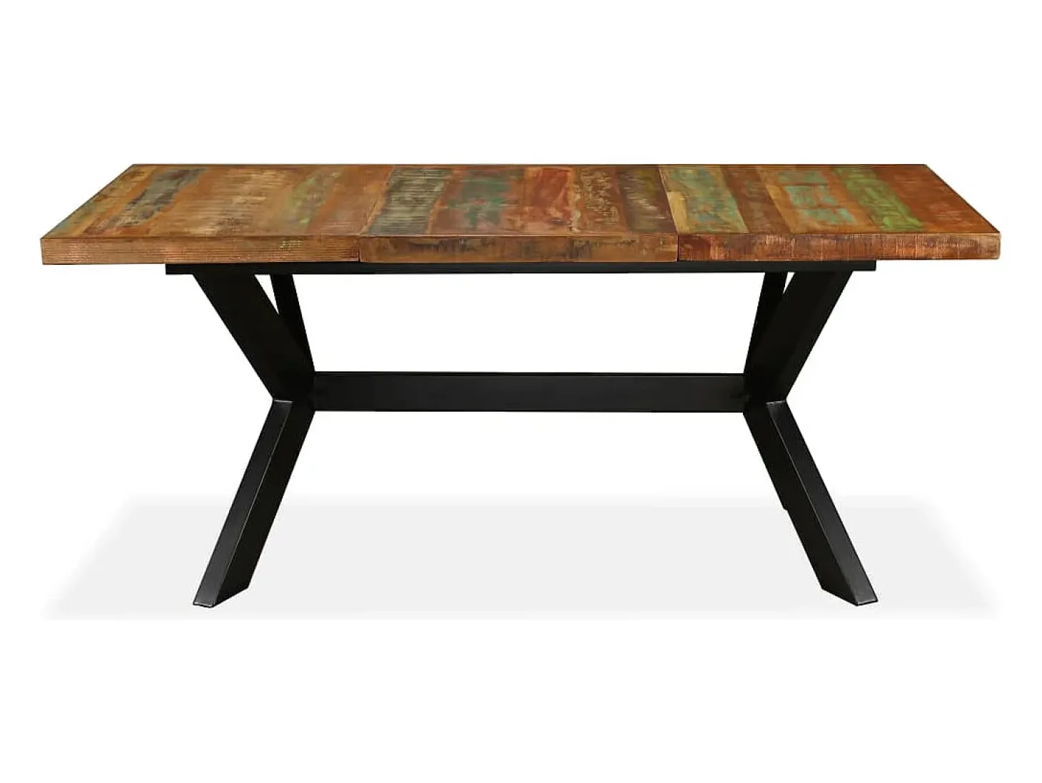 Mesa de comedor madera maciza reciclada y cruz de acero 180 cm
