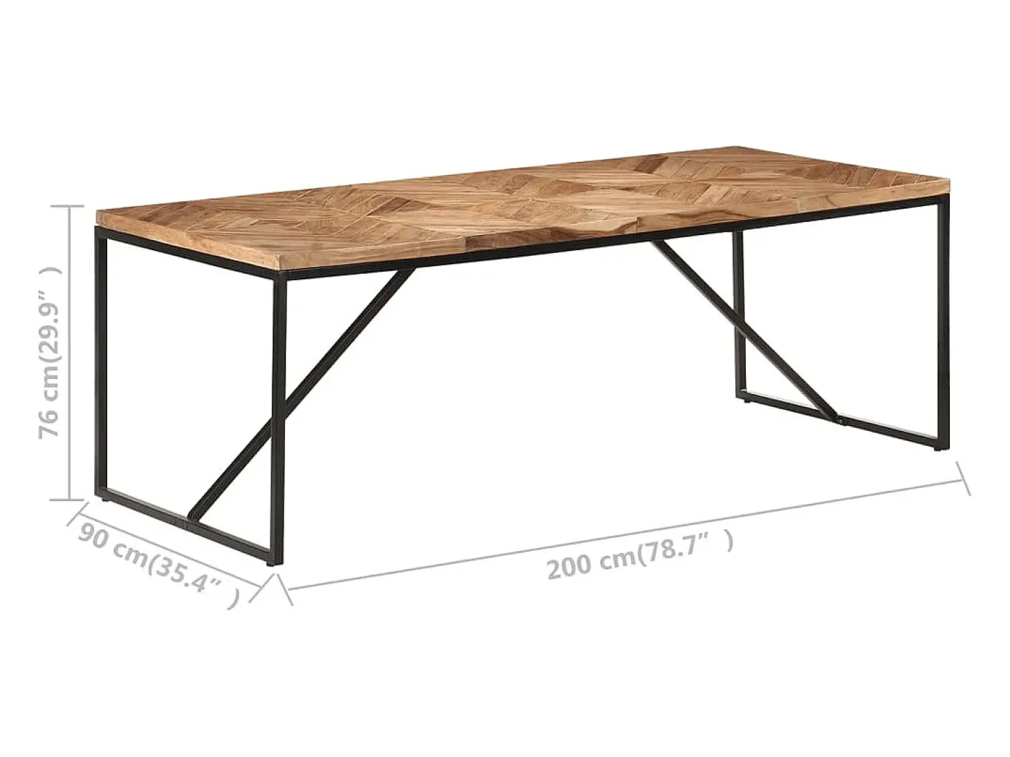 Mesa de comedor madera maciza de acacia y mango 200x90x76 cm