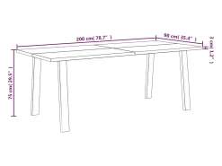 Mesa de comedor madera maciza de acacia 200x90x75 cm
