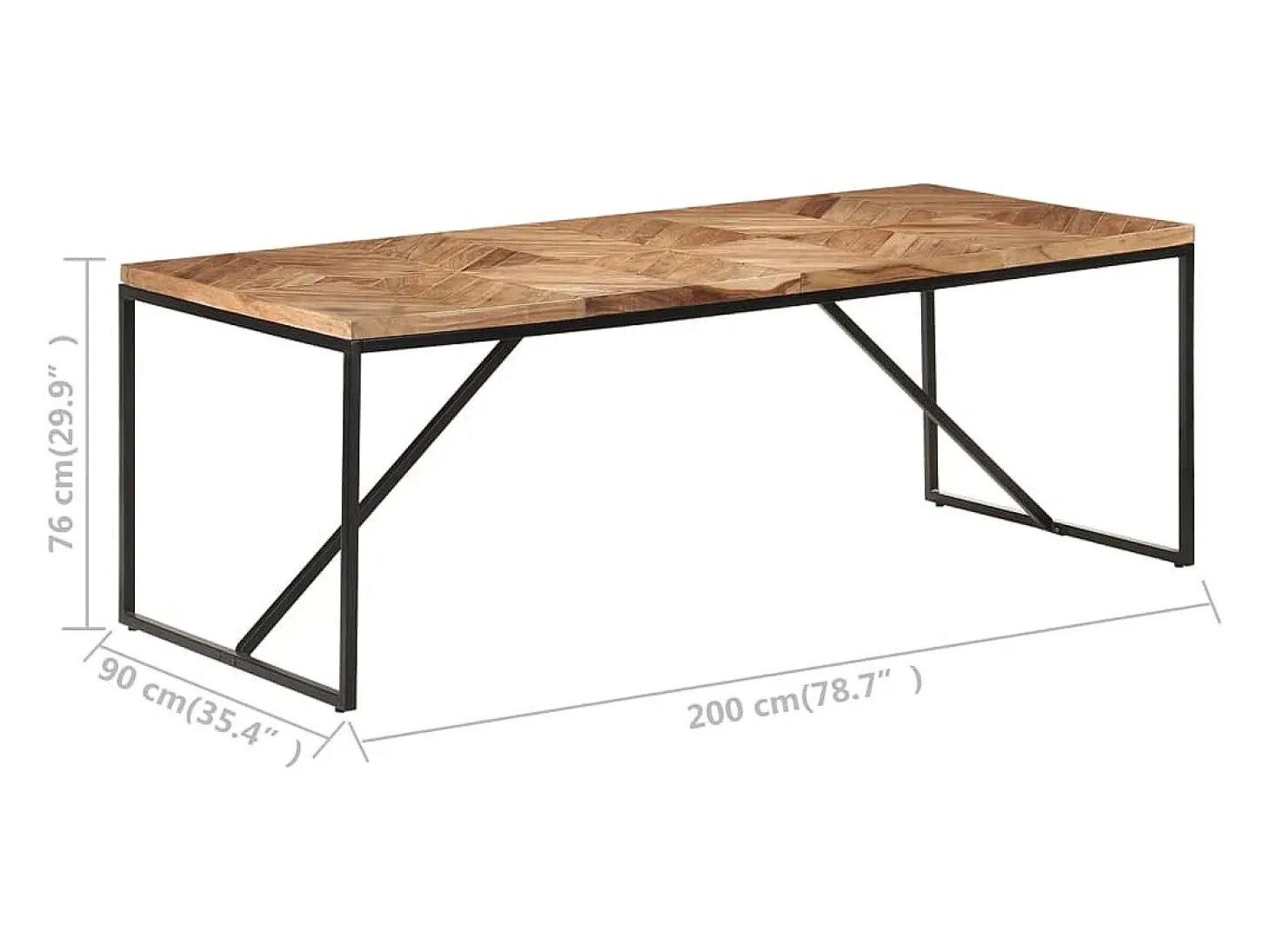 Mesa de comedor madera maciza de acacia y mango 200x90x76 cm