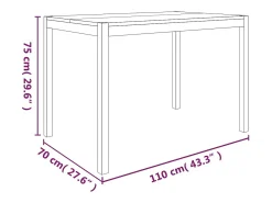 Mesa de comedor madera maciza de acacia 110x70x75 cm