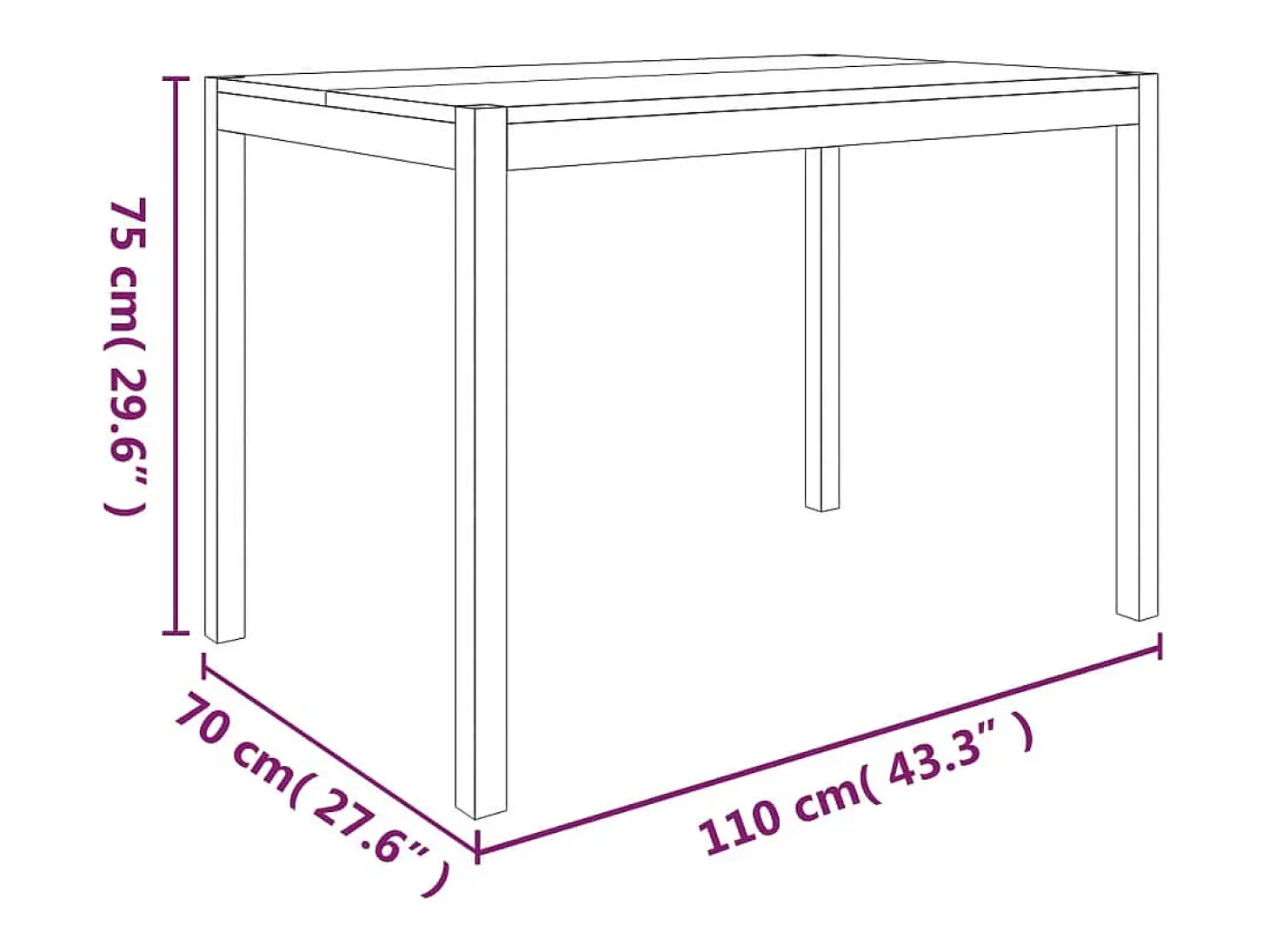 Mesa de comedor madera maciza de acacia 110x70x75 cm