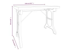 Mesa de comedor madera maciza de abeto y hierro 110x65x82 cm