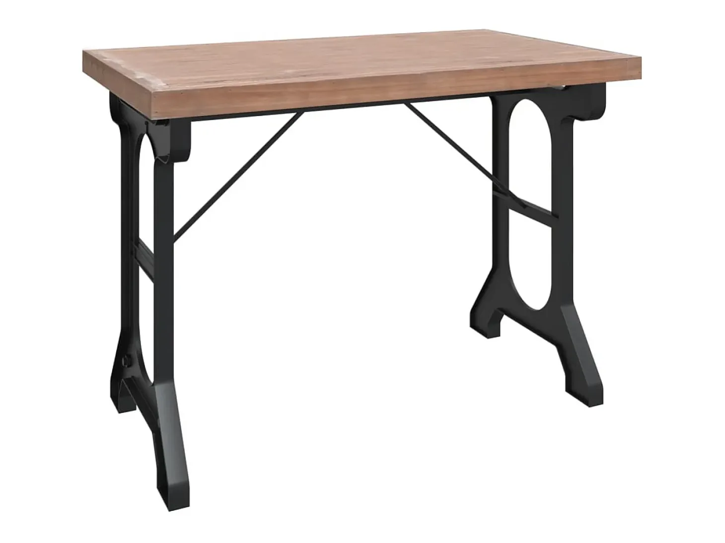 Mesa de comedor madera maciza de abeto y hierro 110x65x82 cm