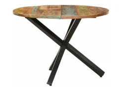 Mesa de comedor madera maciza reciclada redonda 100x100x75 cm
