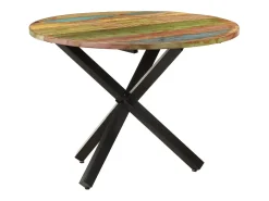 Mesa de comedor madera maciza reciclada redonda 100x100x75 cm