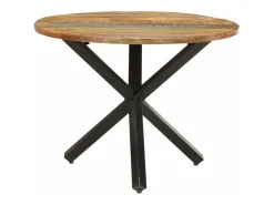 Mesa de comedor madera maciza reciclada redonda 100x100x75 cm