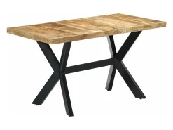 Mesa de comedor madera maciza de mango rugosa 140x70x75 cm