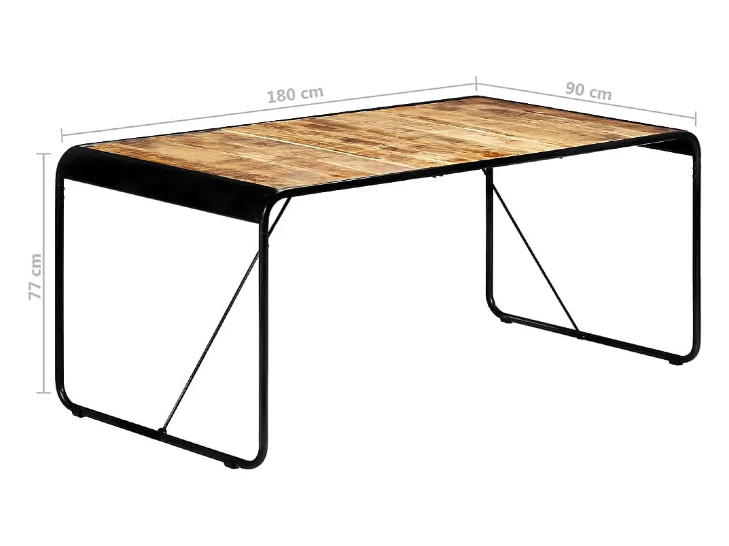 Mesa de comedor madera maciza de mango en bruto 180x90x76 cm