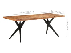 Mesa de comedor madera maciza de acacia 200x90x76 cm