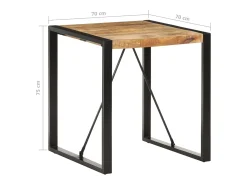 Mesa de comedor madera maciza de mango rugosa 70x70x75 cm