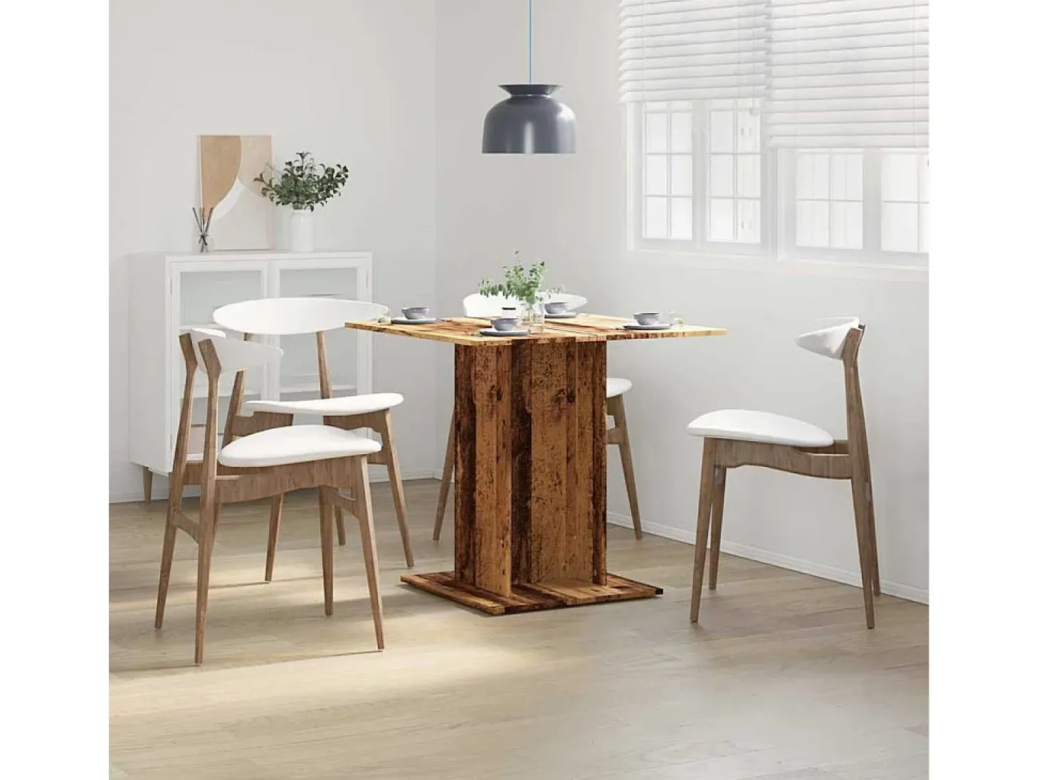 Mesa de comedor madera vieja 80x80x75 cm madera de ingeniería