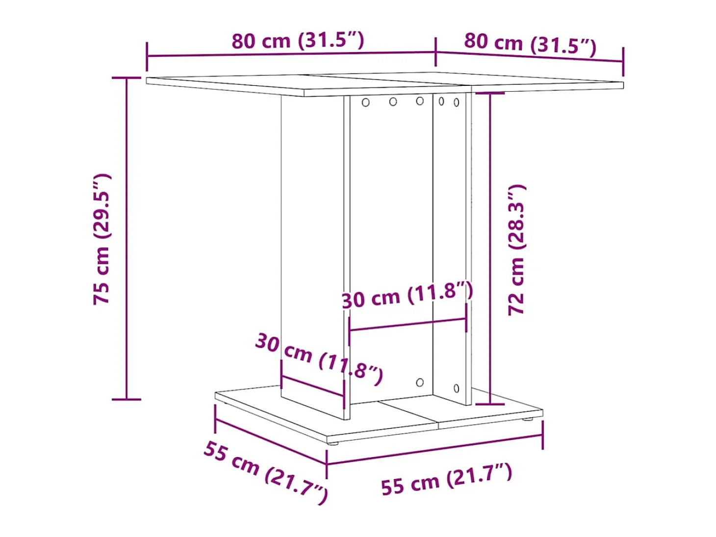 Mesa de comedor madera vieja 80x80x75 cm madera de ingeniería