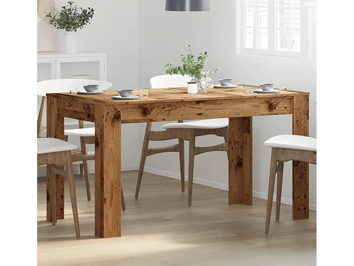 Mesa de comedor madera vieja 140x74,5x76 cm madera contrachapada