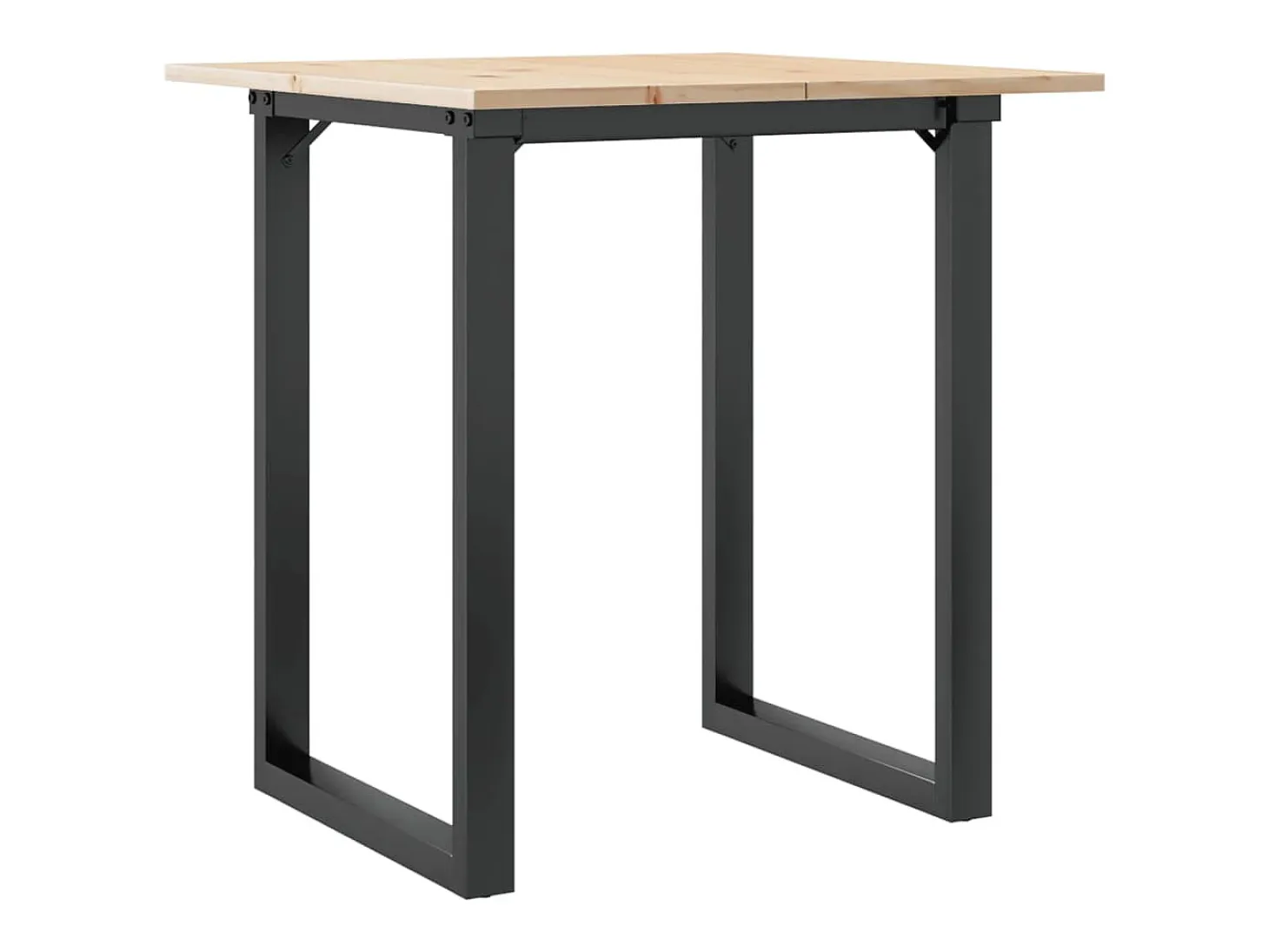Mesa de comedor marco O madera maciza pino y hierro 60x60x75 cm ES252491