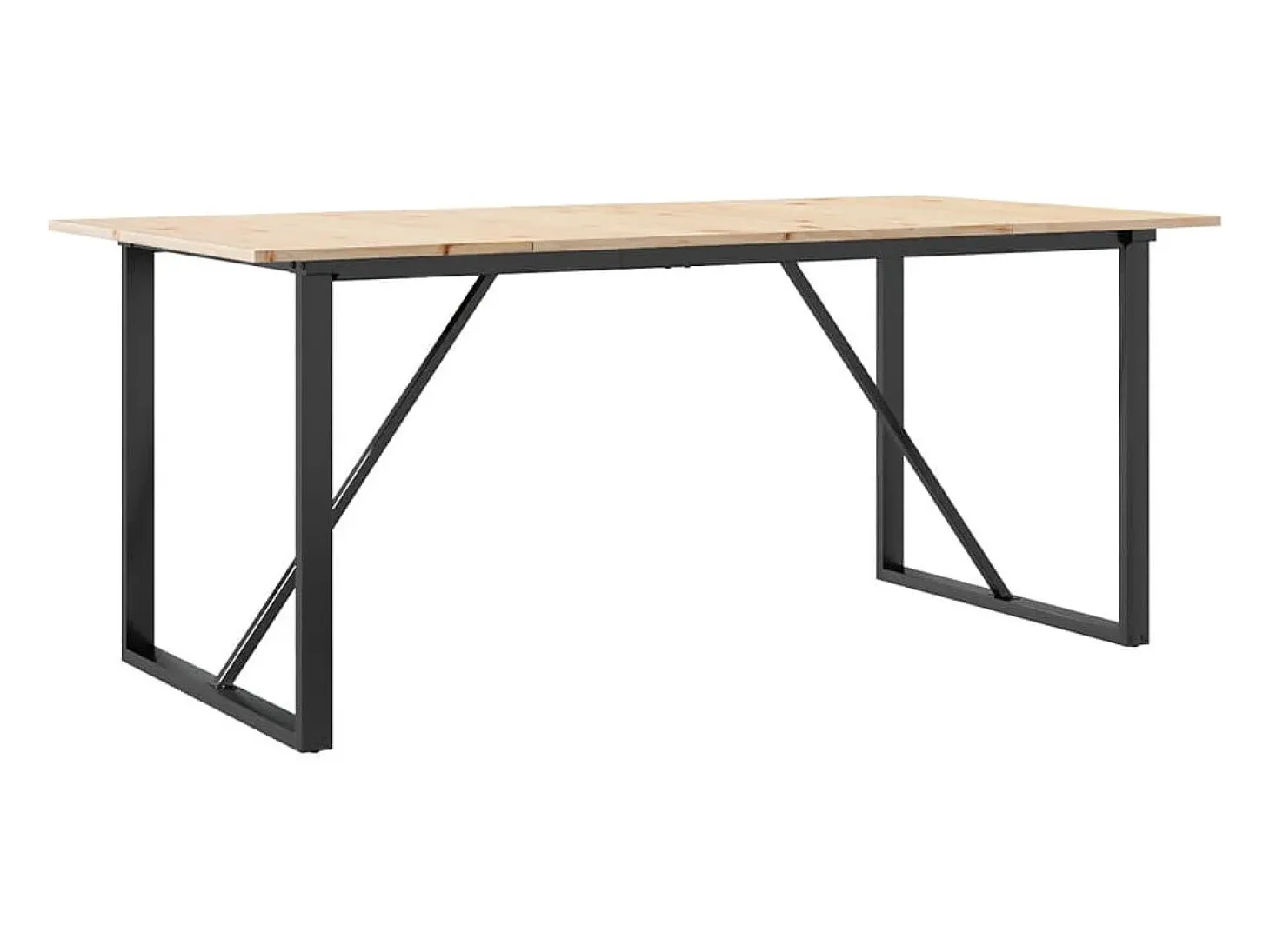 Mesa de comedor marco O madera maciza pino y hierro 180x90x75cm ES400845
