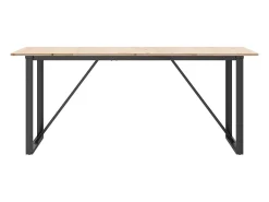 Mesa de comedor marco O madera maciza pino y hierro 180x90x75cm ES400845