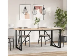 Mesa de comedor marco O madera maciza pino y hierro 180x90x75cm ES400845