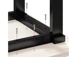 Mesa de comedor marco O madera maciza pino y hierro 50x50x75 cm