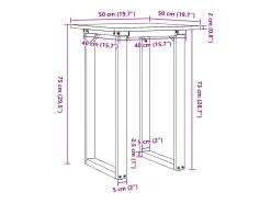 Mesa de comedor marco O madera maciza pino y hierro 50x50x75 cm