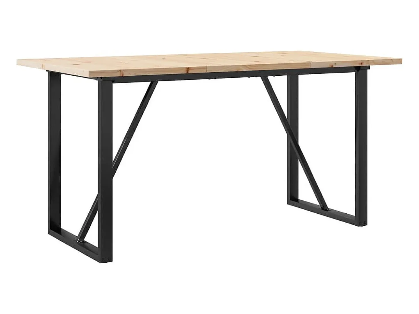 Mesa de comedor marco O madera maciza pino acero 140x80x75,5 cm