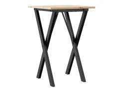 Mesa de comedor marco X madera maciza pino y hierro 50x50x75 cm