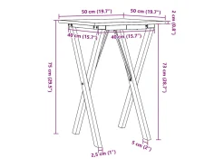 Mesa de comedor marco X madera maciza pino y hierro 50x50x75 cm