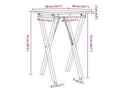 Mesa de comedor marco X madera maciza pino y hierro 50x50x75 cm