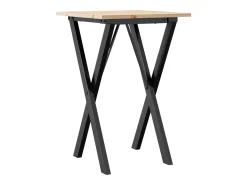 Mesa de comedor marco X madera maciza pino y acero 50x50x75 cm