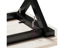Mesa de comedor marco X madera maciza pino y acero 50x50x75 cm