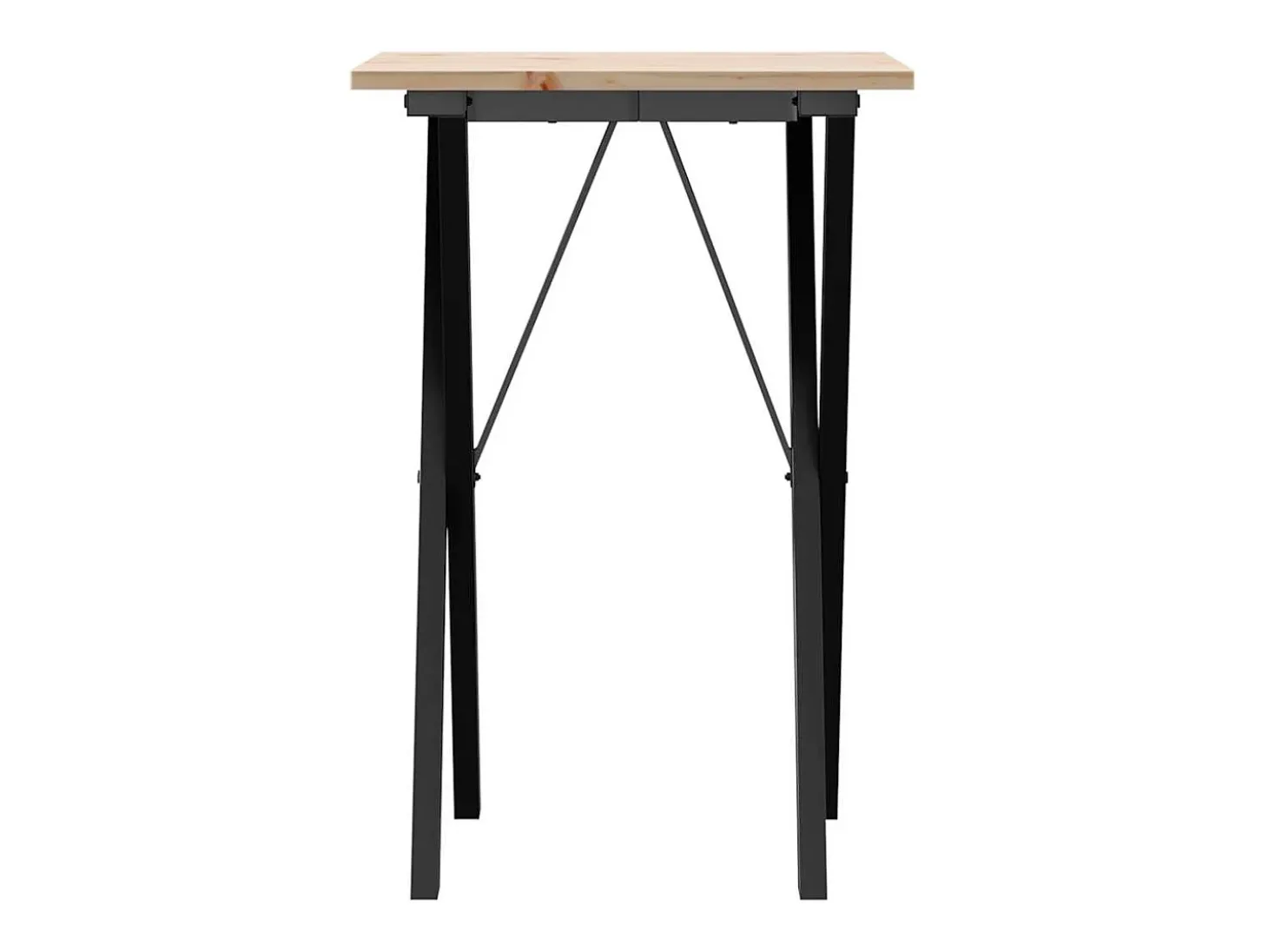 Mesa de comedor marco X madera maciza pino y acero 50x50x75 cm