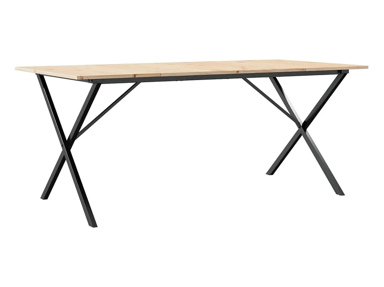 Mesa de comedor marco X madera maciza pino y acero 180x90x75cm