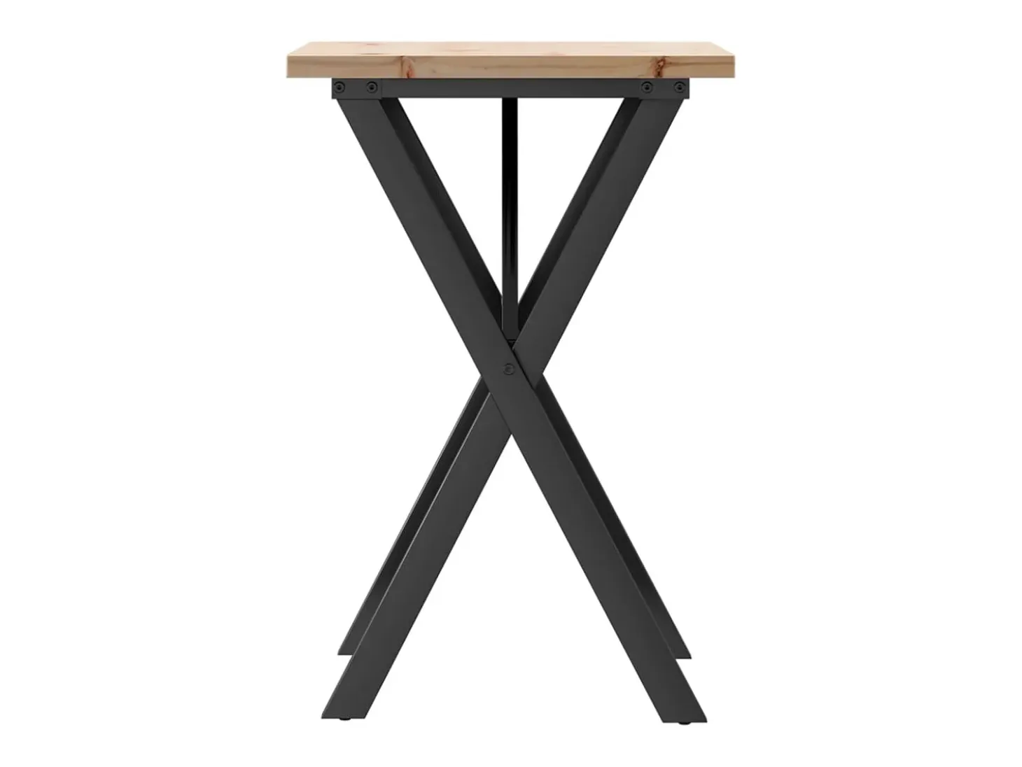 Mesa de comedor marco X madera maciza pino y acero 50x50x75,5cm