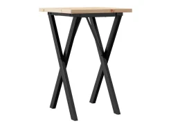 Mesa de comedor marco X madera maciza pino y acero 50x50x75,5cm